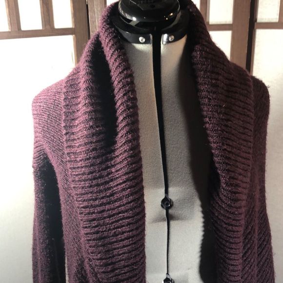 Purple sweater/open front maroon cardigan/ the “cocoon” style. - Picture 1 of 11